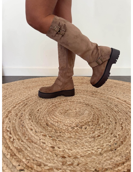Maena - bottes effet daim taupe