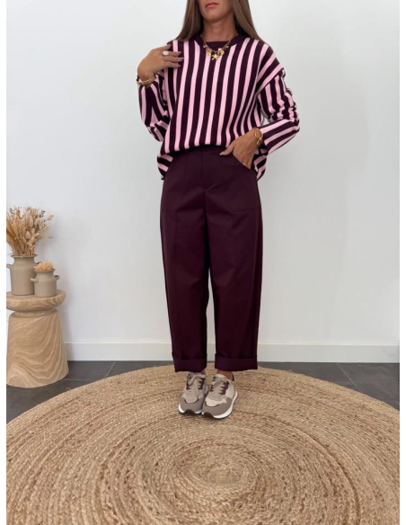 Pablo - pantalon tailleur barrel prune