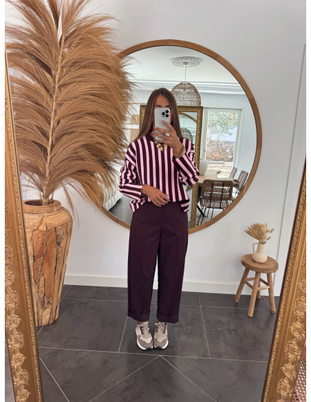 Pablo - pantalon tailleur barrel prune