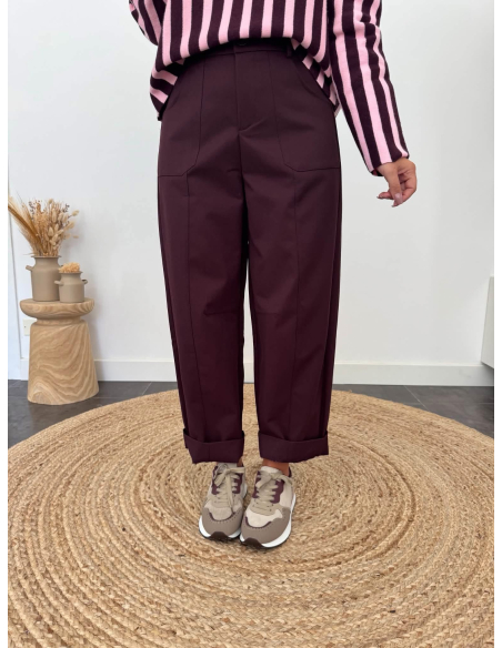 Pablo - pantalon tailleur barrel prune